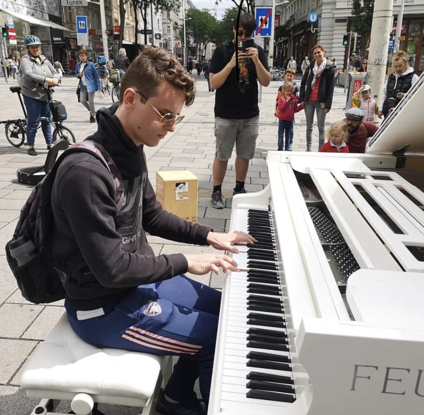 Ollie Hilliard playing piano